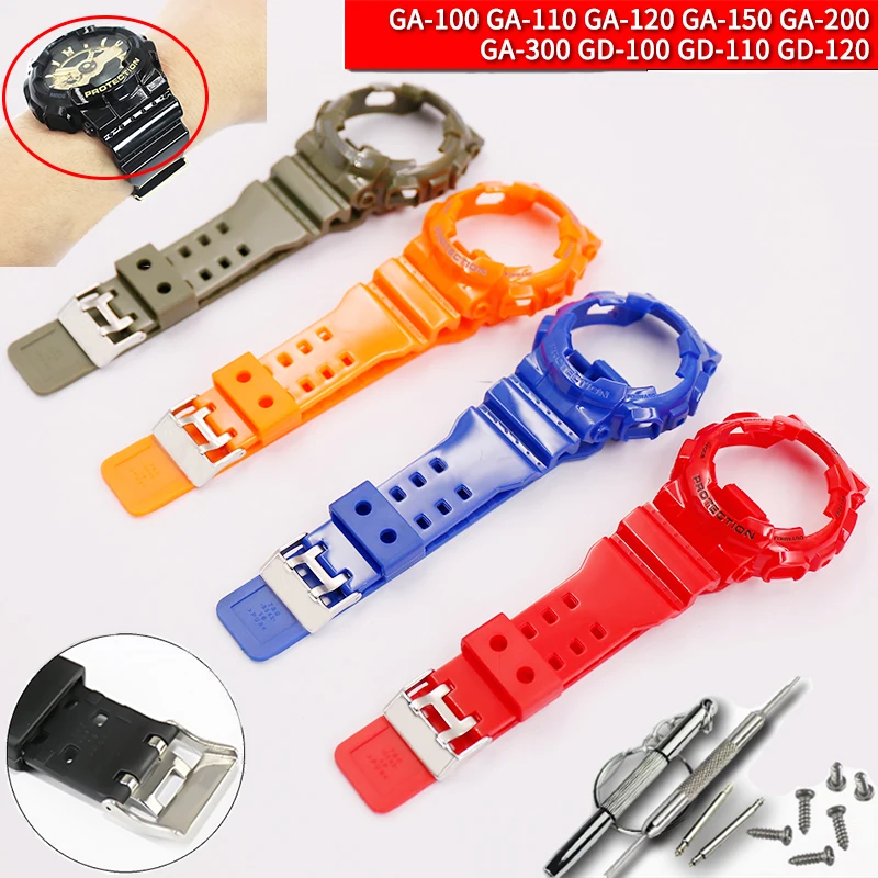 

Аксессуары для часов 16 мм для Casio G-SHOCK GLS GD GA110 GA100 GD120, пряжка с язычком, мужской и женский глянцевый полимерный спортивный ремешок, чехол