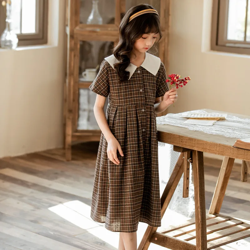Girls Dress For girls Big Bow Casual Plaid Girl 2020 Autumn Spring Kids Dresses 4 6 8 10 12 14 16 18 | Детская одежда и обувь