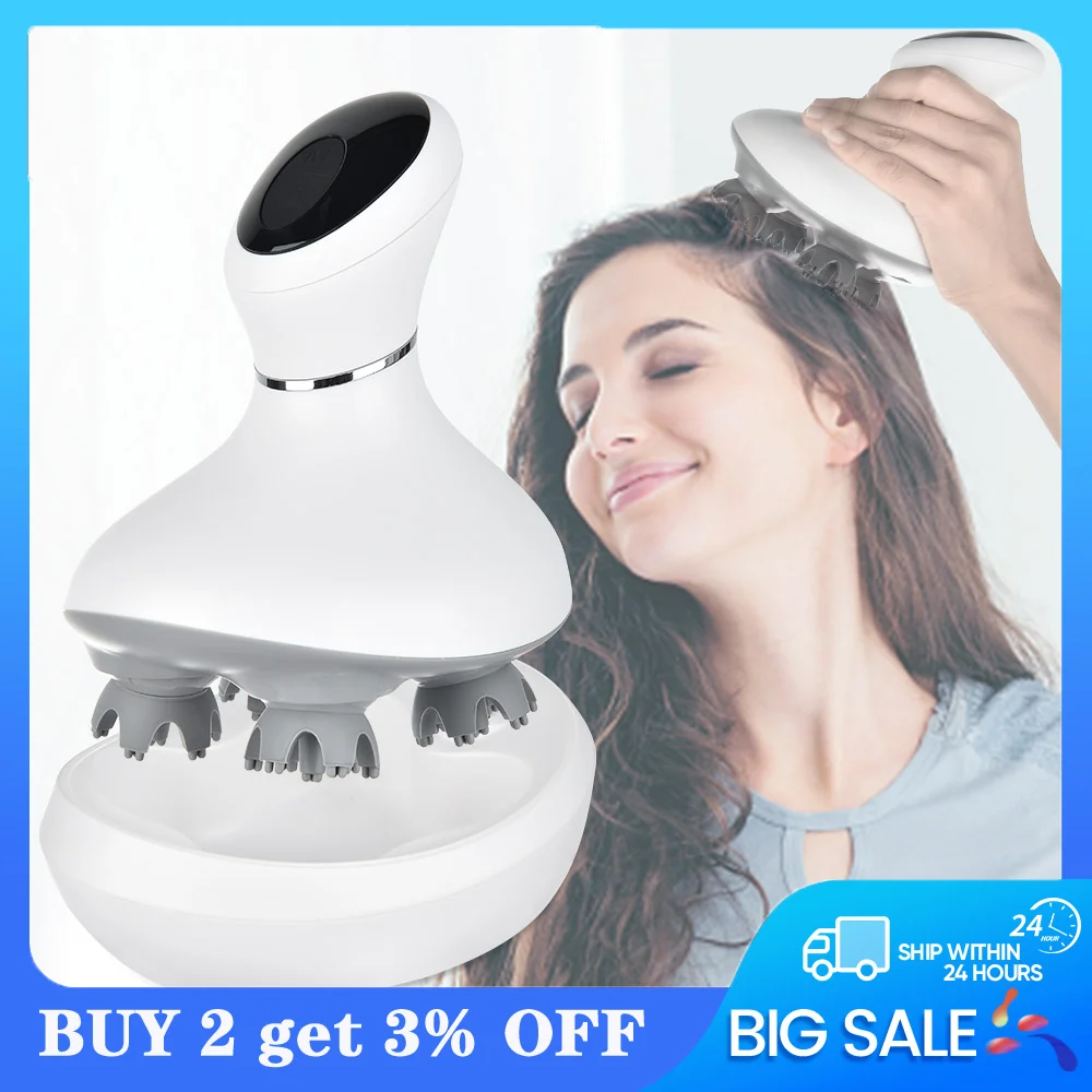 

Electric 3D Head Massager Relieve Stress Deep Tissue Kneading Vibration Scalp Massage USB Charging Waterproof Health Care Tool
