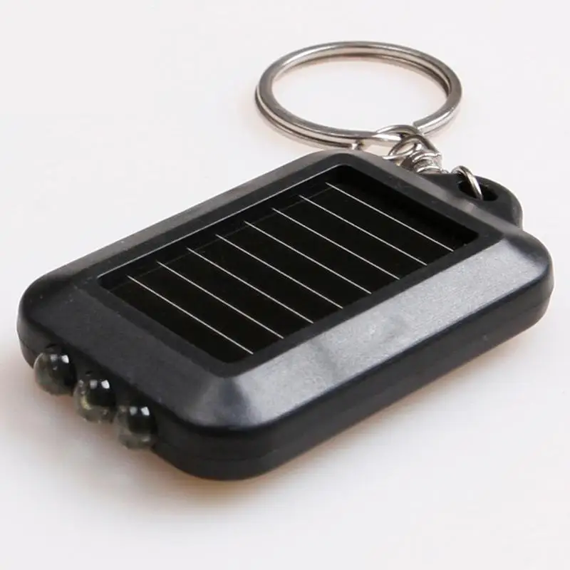 

Mini Portable Solar Power 3 LED Light Keychain Keyring Torch Flashlight Outdoor Emergency Light Tools Black Small flashlight