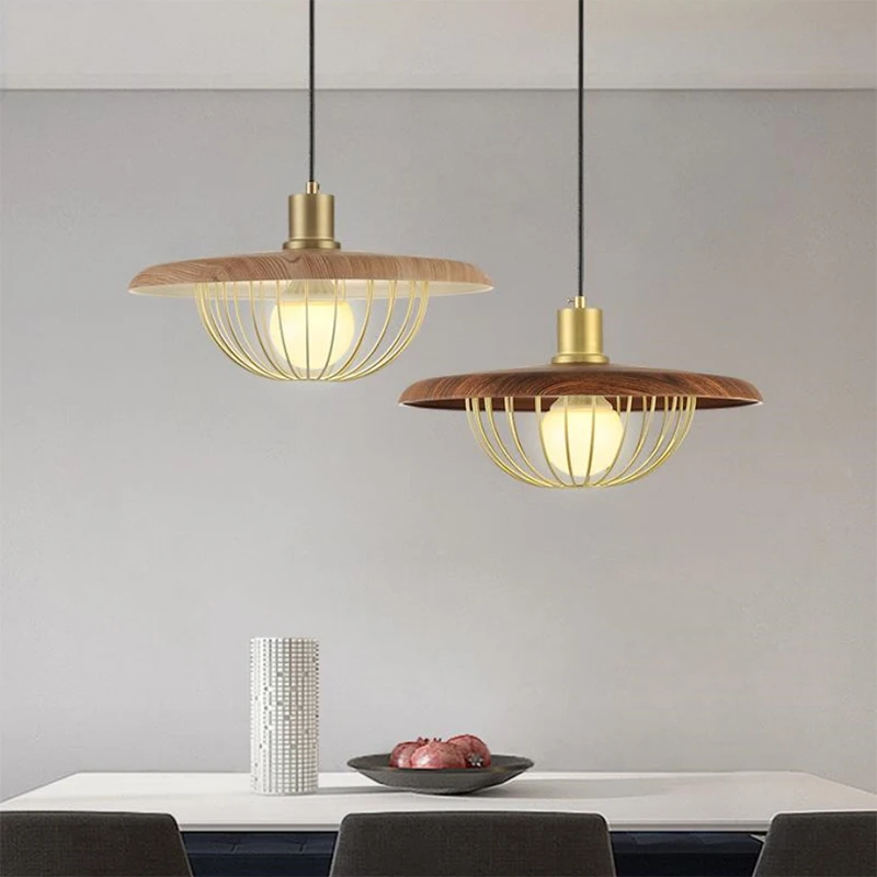 Подвесные светильники из скандинавского дерева металлический светодиодный