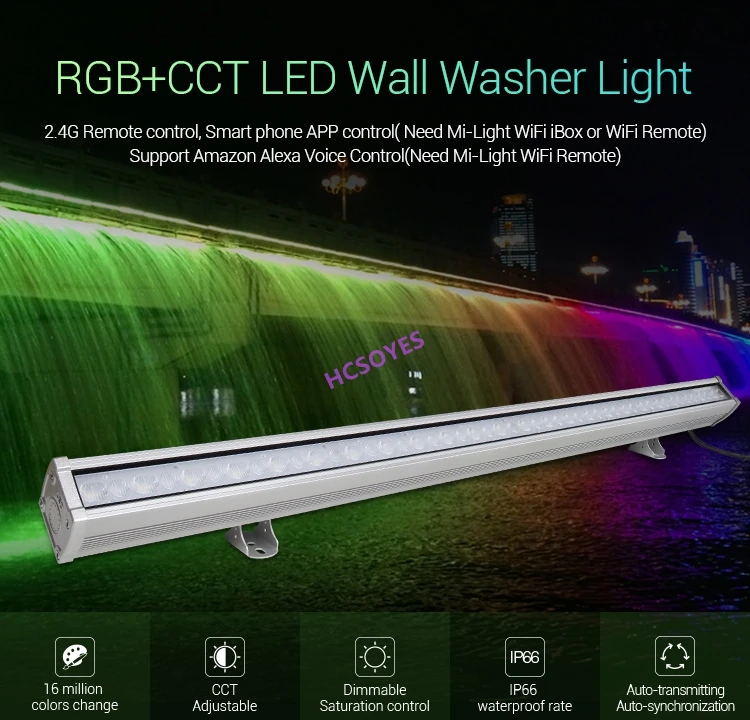 MiBOXER RL2-48 48 Вт RGB+ CCT светодиодный настенный светильник IP66 водонепроницаемый AC110V 220V беспроводной 2,4G пульт дистанционного управления и смартфон приложение WiFi