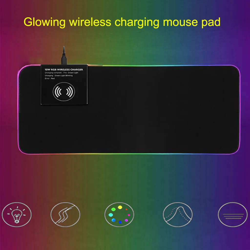 Коврик для мыши с нескользящей подсветкой RGB большой цветной светодиодный коврик