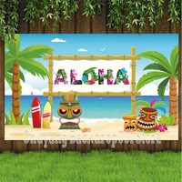 Aloha Photo Backdrop Pineapple Luau Beach Happy Birthday Party Flower Pool Decoration Tropical Photography Backgrounds Banner