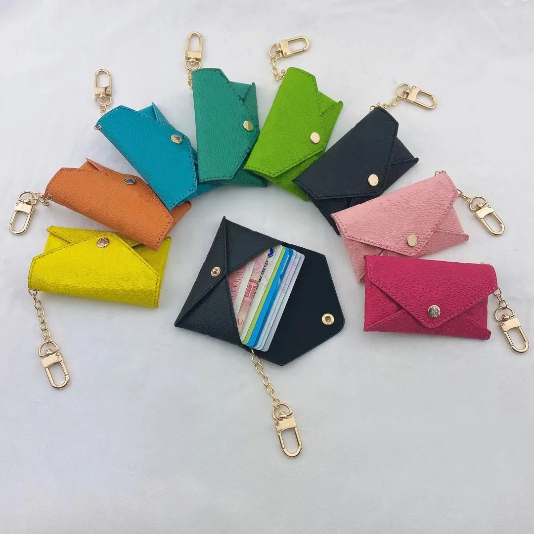 

Multiple Colour LL Luxury Brand Design Classic Brand Bank Card Slot Card Mini Money Bag with Golden Chain Leather Card Stickers