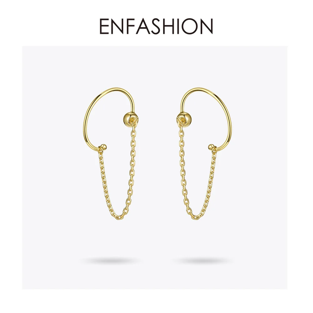 ENFASHION панк с-образная цепочка, серьги-гвоздики для женщин, золотой цвет, минималистичные серьги-манжеты для ушей, модные ювелирные изделия E191091