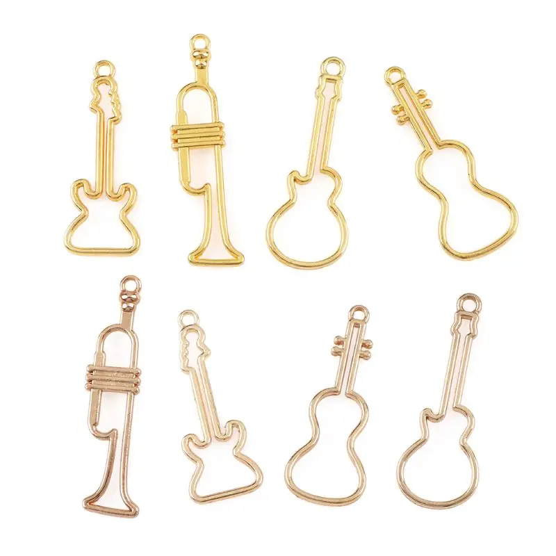 4 шт. Музыкальные инструменты Гитара Sax Bass UV Смола рамка Подвеска для изготовления