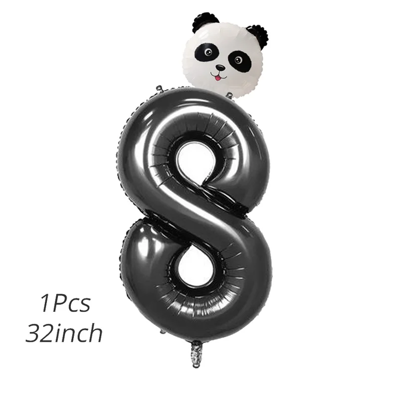 1 шт Panda на день рождения Фольга шары День рождения украшения дети бамбуковый лес животного надувные шаре Baby Shower Декор Globos - Цвет: 32inch number 8