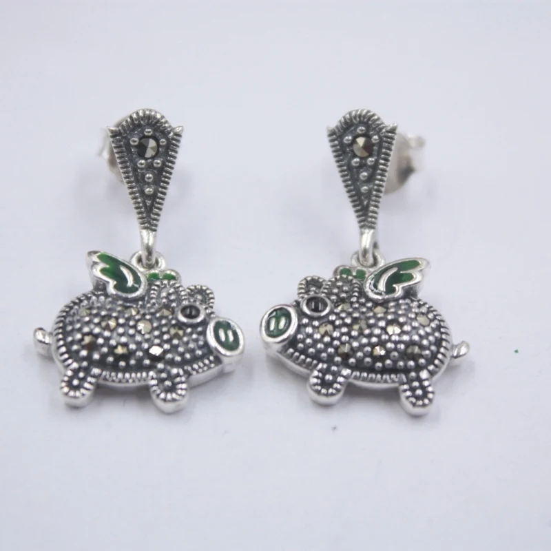 Чистый 925 Висячие серьги из серебра пробы для женщин с натуральным Цирконом |