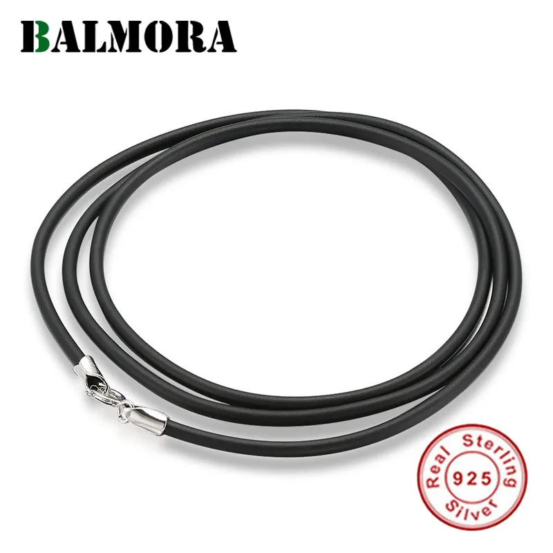BALMORA, настоящая 925 пробы, серебристый, черный, кожа, сделай сам, шнур, чокеры, ожерелья для мужчин, женщин, пара, простые и винтажные, модные украшения
