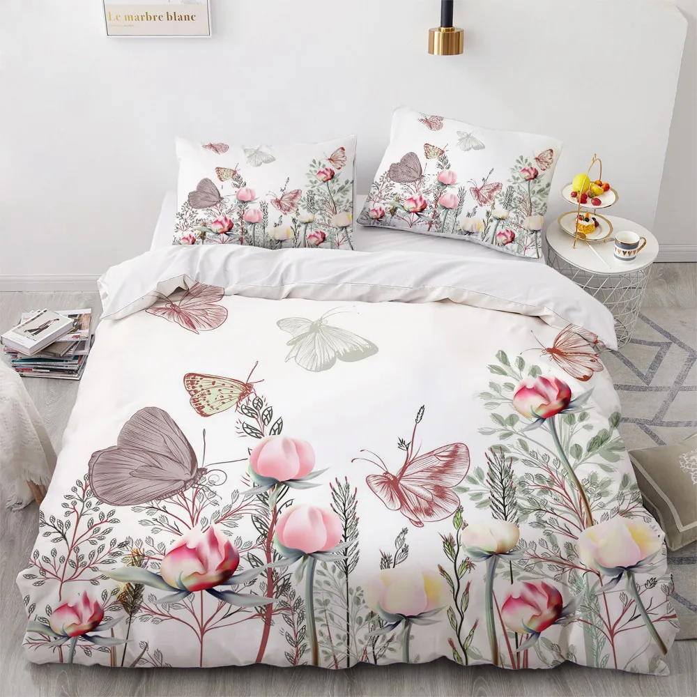 

3D Printed Bedding Sets luxury Butterfly And Flower Roclet Astronaut Single Queen Double Full King Twin Bed For Home Duvet Cover