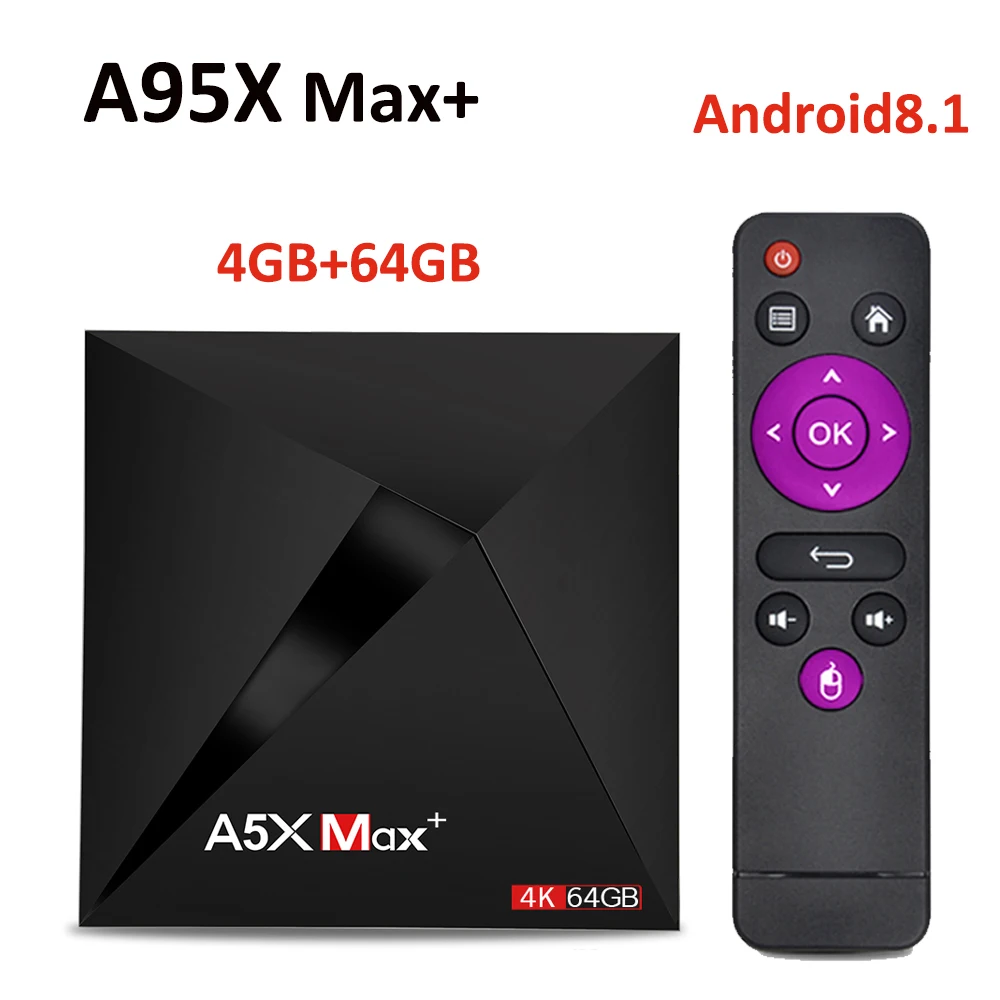 A5X MAX Plus 4 Гб ОЗУ 64 ПЗУ Обновление Android 8 1 ТВ коробка 2018 RK3328 четырехъядерный USB 3 0 2 4G/5G