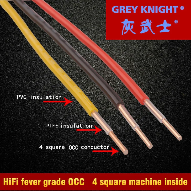 GREY KNIGHT 4mm² PTFE Power Cord Internal Bulk Cable Single Copper Wire High Temperature Resistant OCC red/yellow/black | Электроника