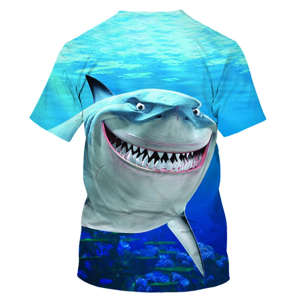 

Summer fashion top handsome breathable short-sleeved 3d printed fish pattern comfortable printed T-shirt Harajuku round neck