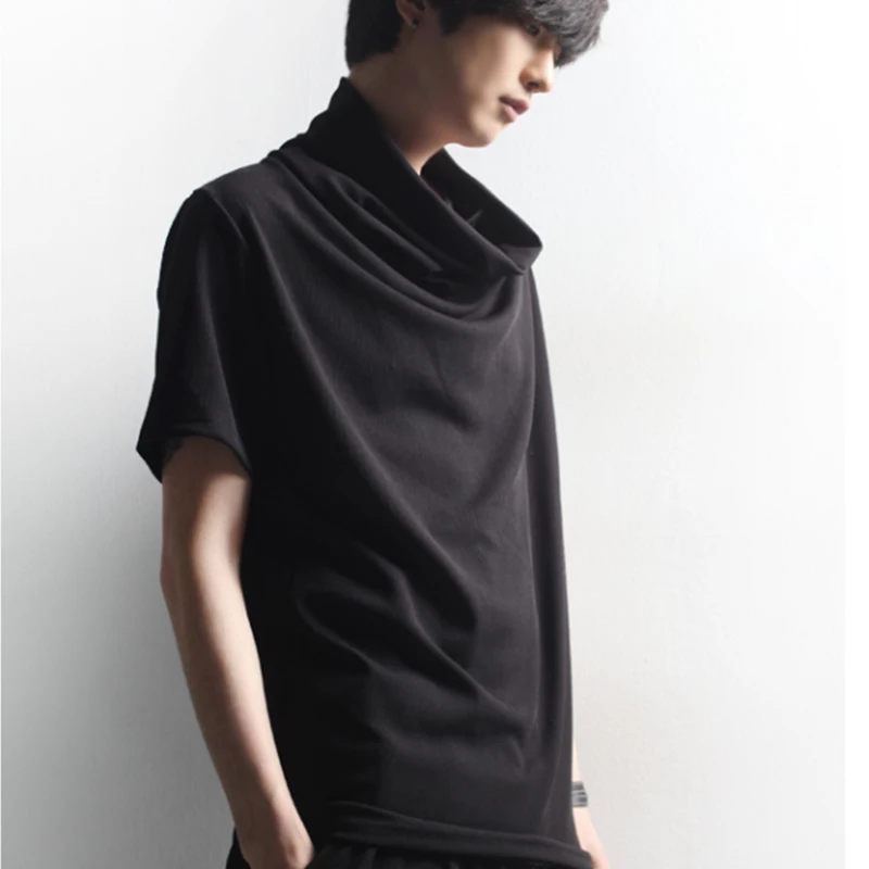 Футболка мужская с воротником-стойкой повседневная тенниска коротким рукавом