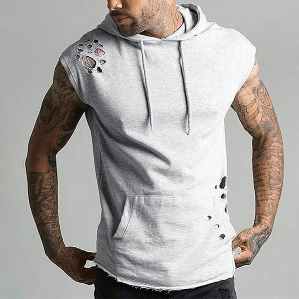 Новые летние мужские комплекты с дырками брендовая толстовка капюшоном +