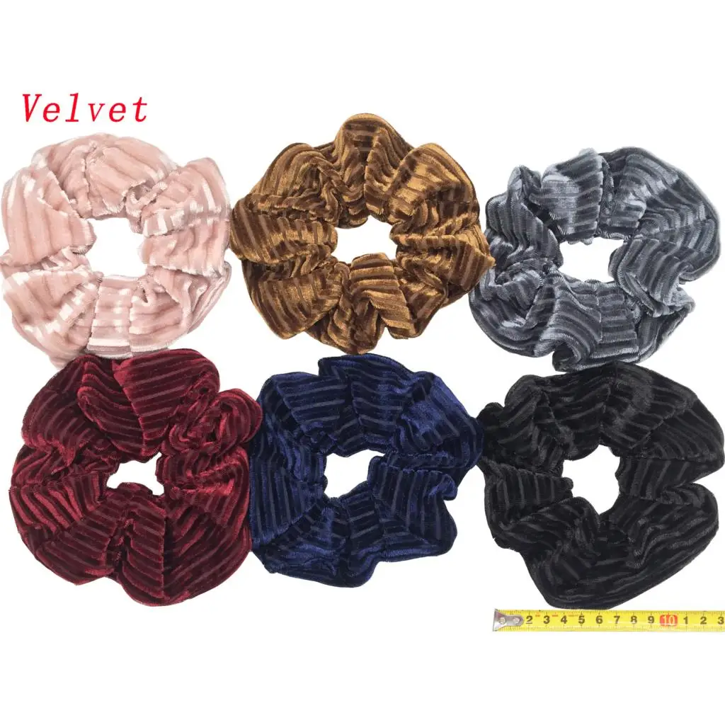 PJ059-A-6PCS 6 шт/лот Бархатные эластичные резинки для волос, резинки для волос для девочек, не складываются, леопардовые женские большие мелкие блестки из шифона с цветочным рисунком - Цвет: PJ059-A-6PCS