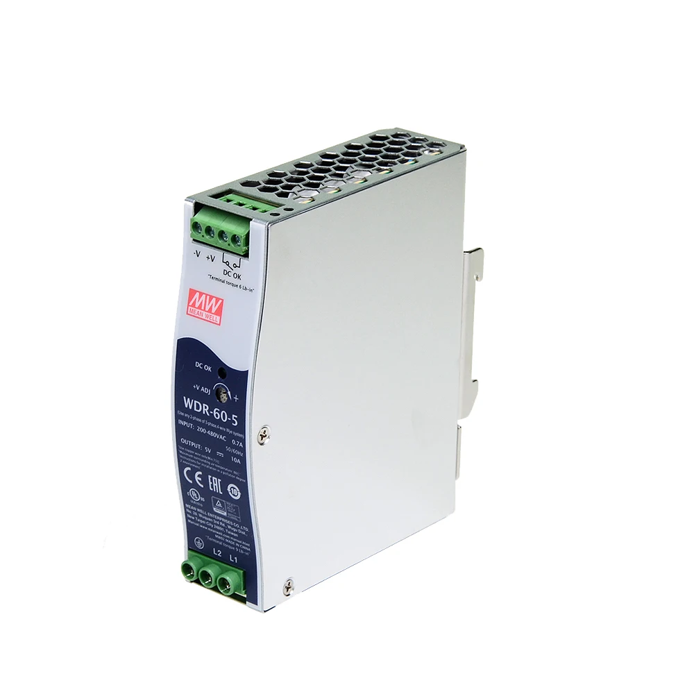 Mean Well WDR 60 5 180 550Vac входное напряжение meanwell DC 5V 10A 50W Ультра Широкий Вход
