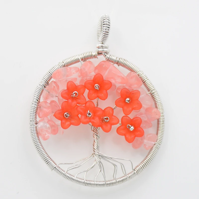 Новое Женское Ожерелье с кулоном в виде дерева жизни натуральные камни кристалл