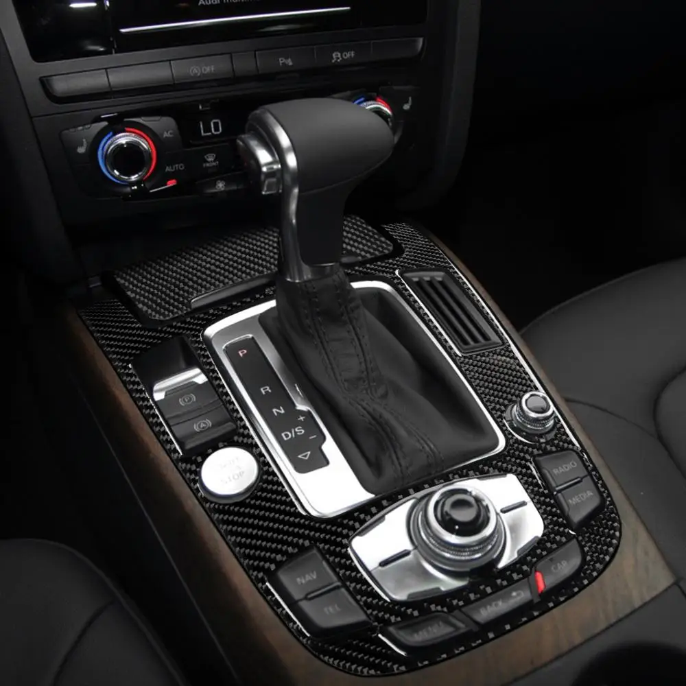 

2pcs Real Carbon Fiber Stickers Gear Panel C Trim for 2010-2018 Audi Q5 SQ5 8R 2009-2016 Audi A4 S4 A5 S5 B8 Models Accessories
