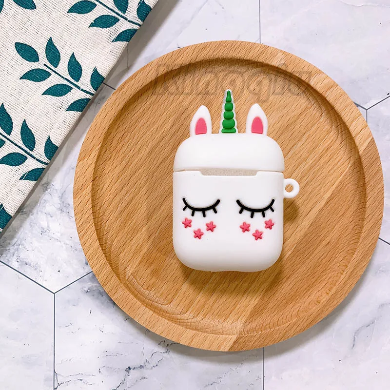 Whiteunicorn Kingqiu чехол для наушников, чехол для наушников Apple Airpods, чехол для зарядки, 3D мультяшный цветной милый Дисней, коробка для наушников, чехол для Airpod - Цвет: Whiteunicorn