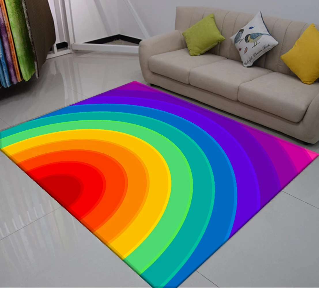 Rainbow Bedroom Area Rugs Cartoon Floor Mat Anti Slip Carpet Entrance Doormats Hallway Kitchen for Living Room Custom | Дом и сад
