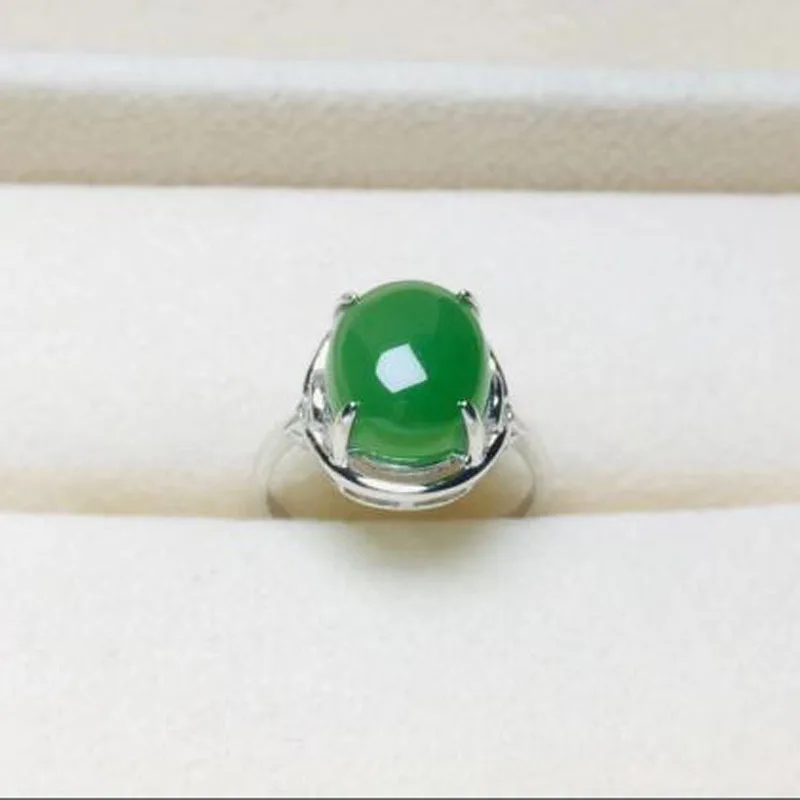 

Natural Hetian Jade Ring with Green Jasper Gemstone 925 Silver Mosaic Trendy Charm Women Jewelry Fine
