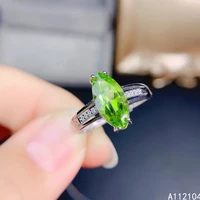 kjjeaxcmy fine jewelry 925 sterling silver inlaid natural peridot women vintage fashion chinese style gem ring support detection