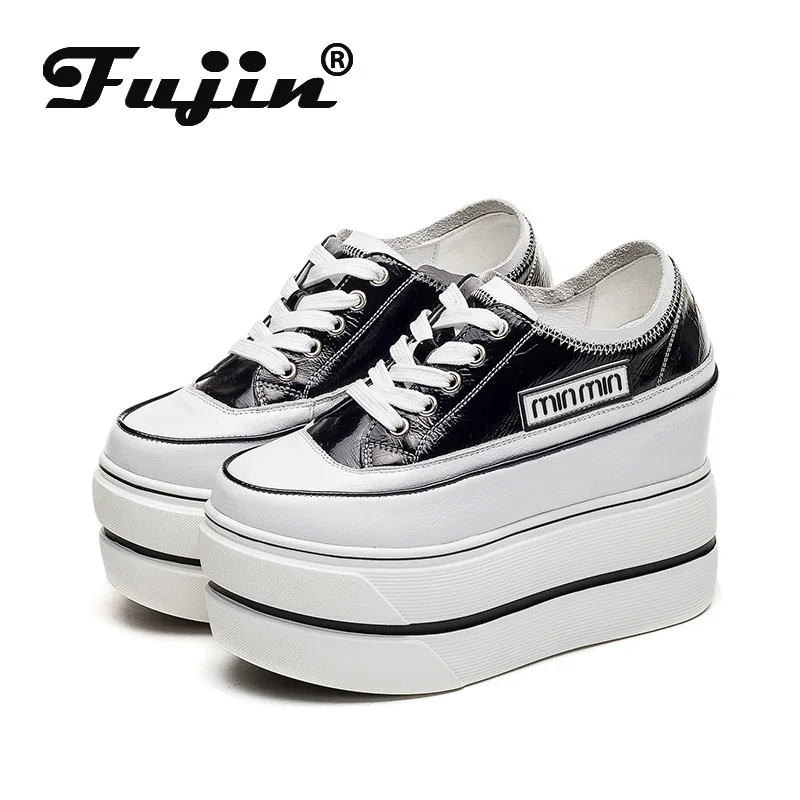 

Fujin 11cm Super High Heel Platform Wedge Women Skateboard Shoes Chunky Sneakers Spring Autumn White Shoes Female Loafers