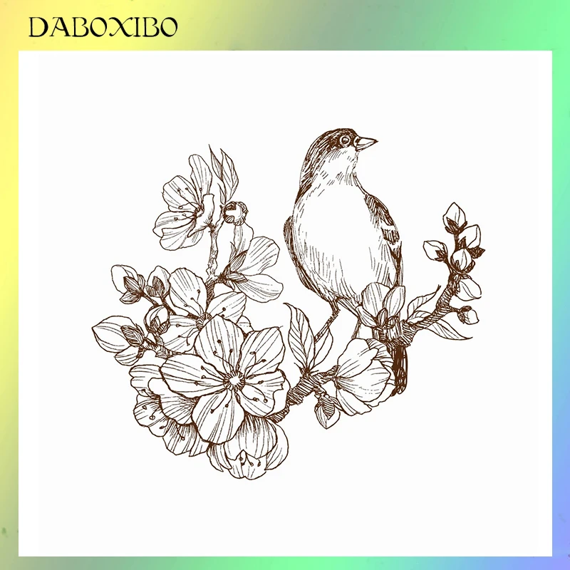 

DABOXIBO Birds Clear Stamps For DIY Scrapbooking/Card Making/Photo Album Silicone Decorative Crafts 13x13