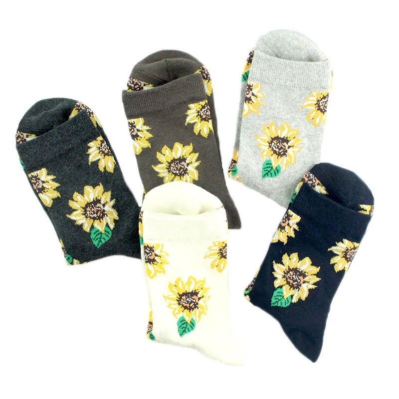 

Korean Style Women Sunflower Short Socks Creative Art Harajuku Japanese Socks High Quality Cotton Tide Sox