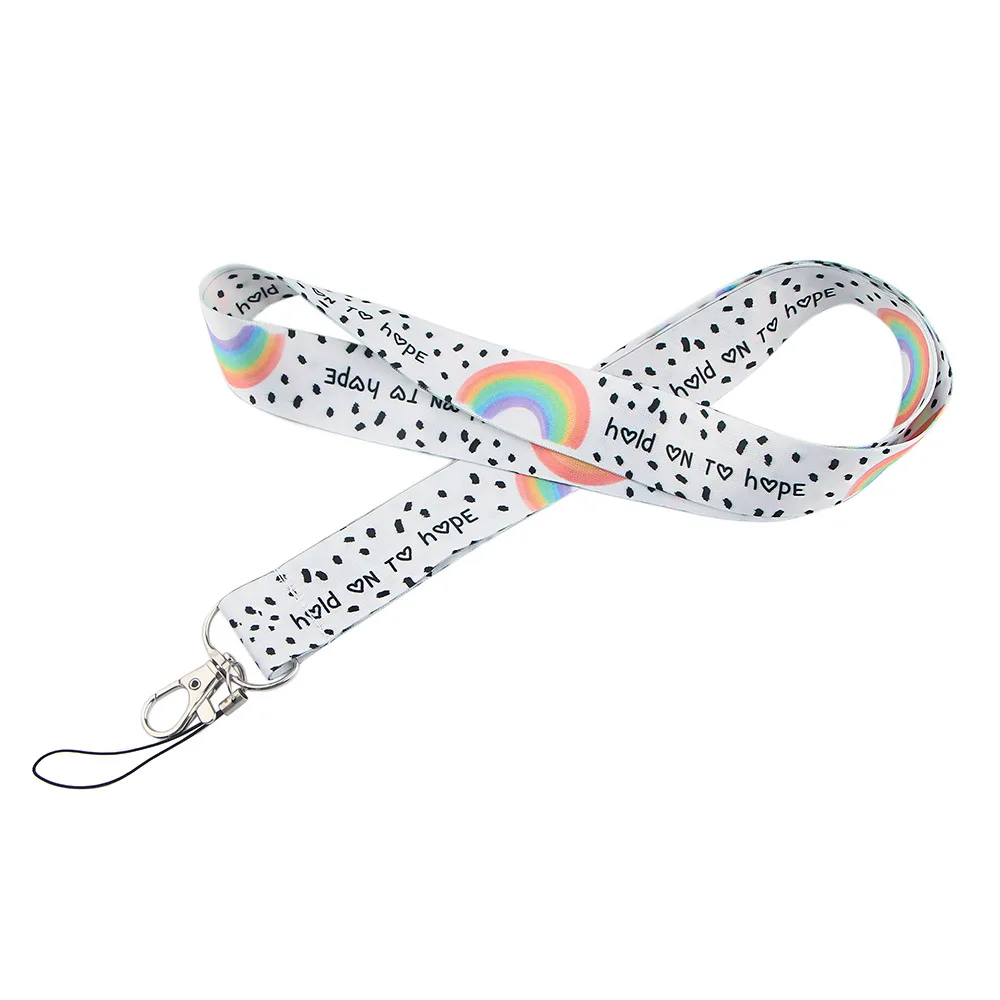 lgbt rainbow heart webbing lanyard neck straps for phone charms gay pride keychains holder key id card badge keycord accessories free global shipping