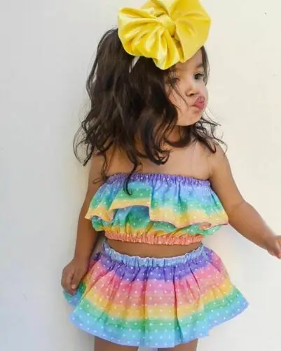 Летняя одежда для малышей Одежда из 3 предметов маленьких девочек с рисунком