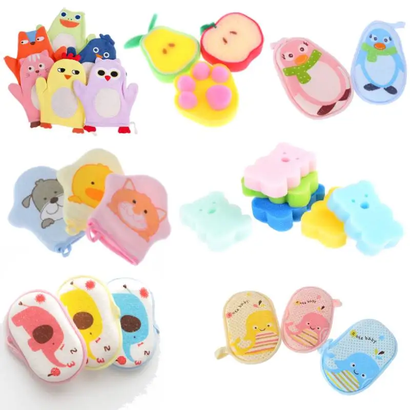 

1pc Comfortable Soft Towel Accessories Infant Children Rub baby Rubbing Body Wash Sponge Cotton Bath Brushes Shower Products