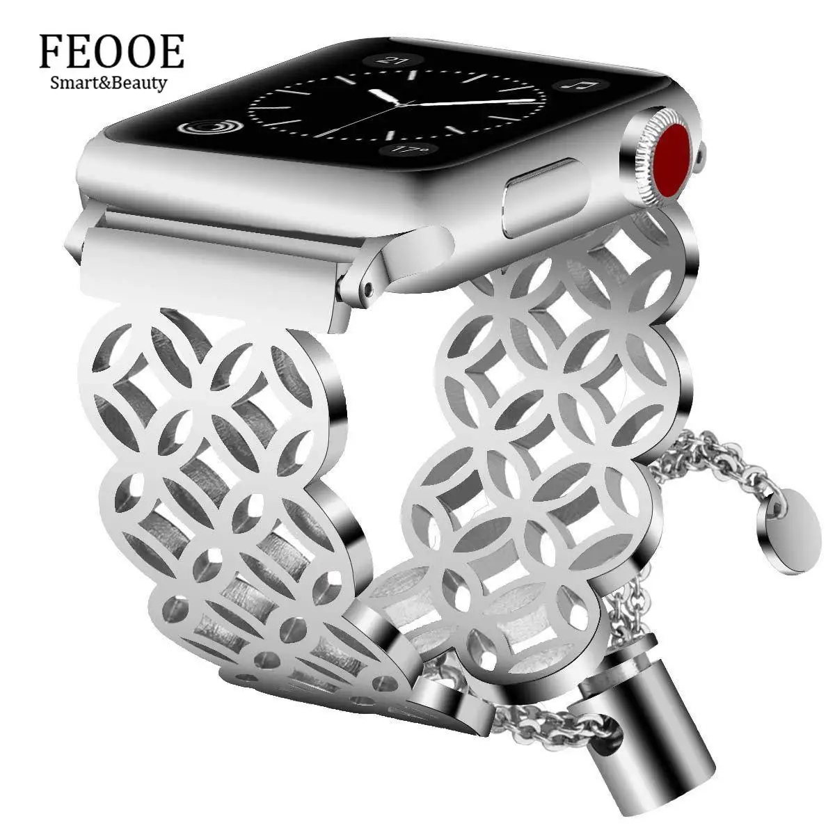 

FEOOE Applicable for Apple Watch Strap Rose Money Coin Mechanical Buckle Stainless Steel Strap for Apple Watch 1/2/3/4/5 LXY