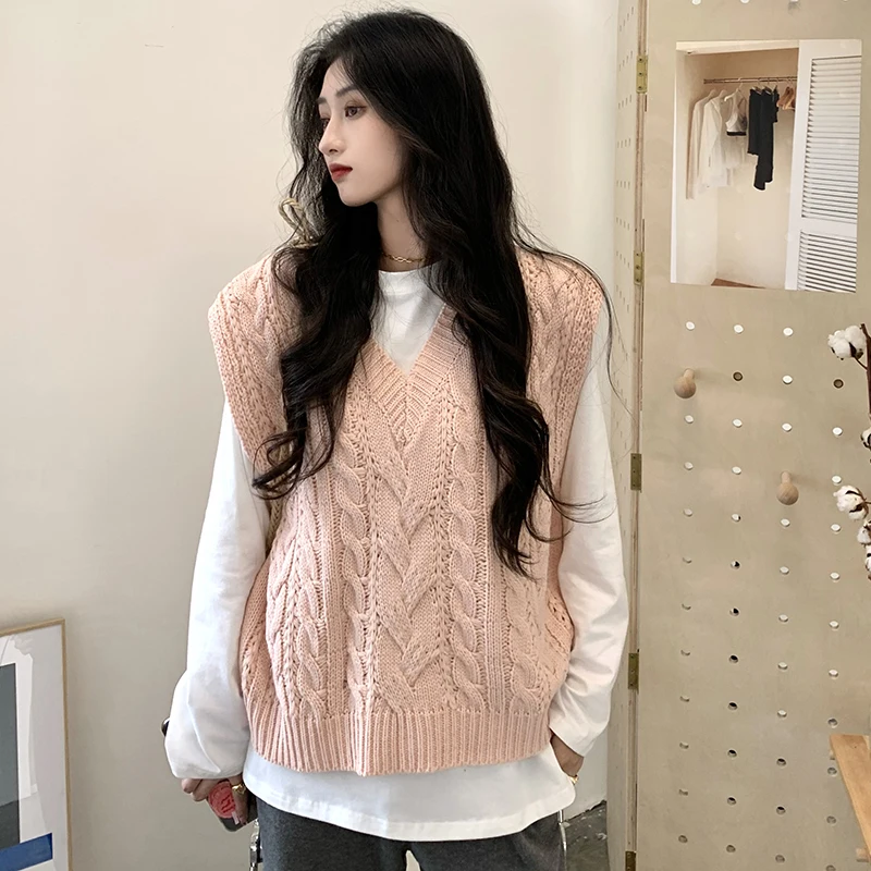 

Make quality inspection South Korea ins sleeveless v-neck sweater female vest vest outside the gentle wind sweater