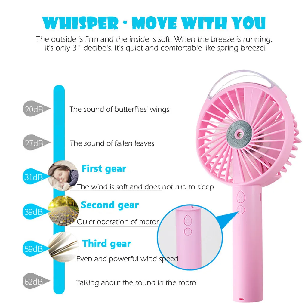 Portable USB Rechargeable Eletric Fan Humidifying Hydration Water Spray Folding Retractable Desk Z0512 | Обустройство дома