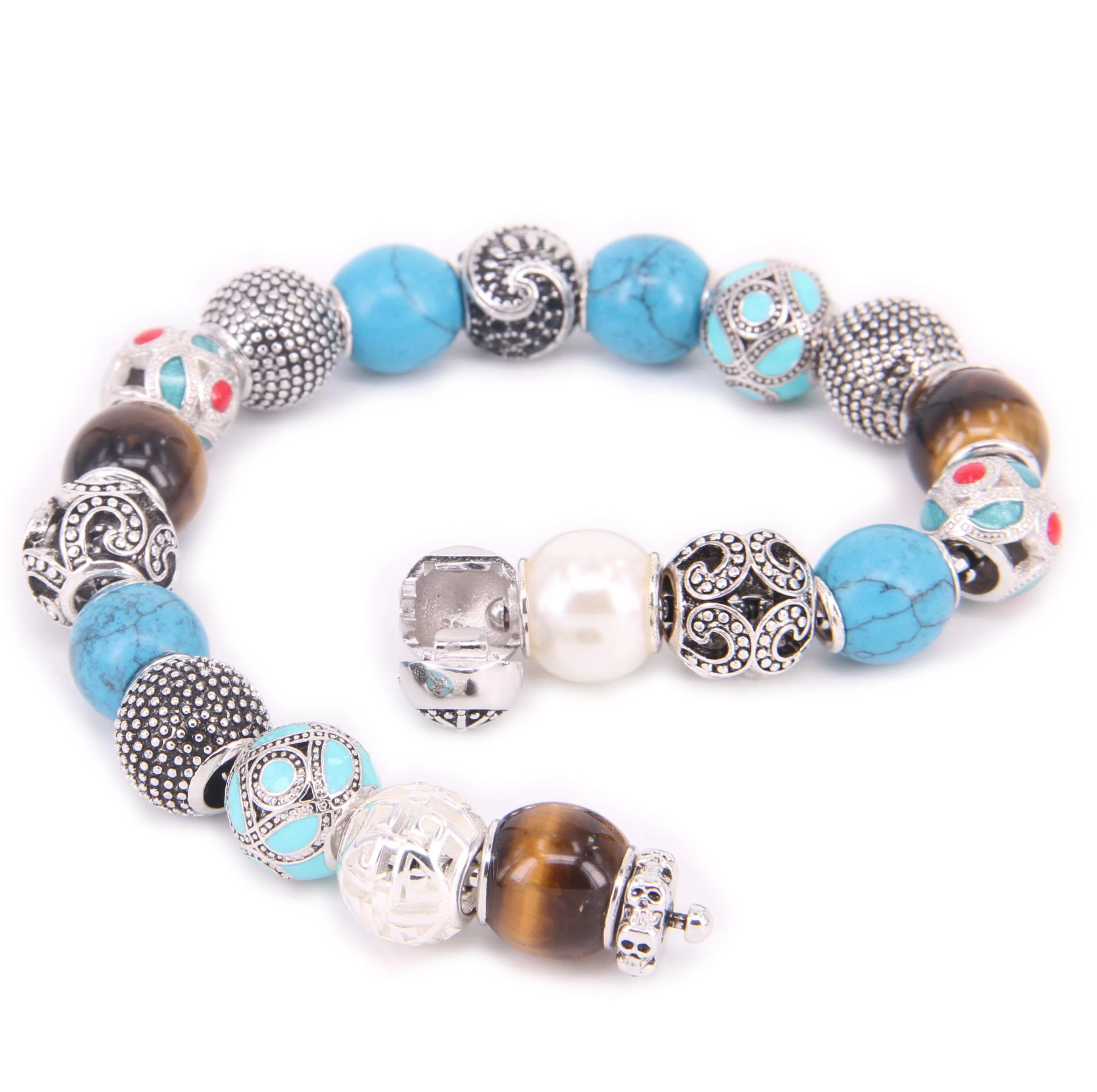 

Thomas Bead Bracelet With Blue AND RED ETHNIC Beads, Rebel Heart Jewelry for Men and Women TS KB743