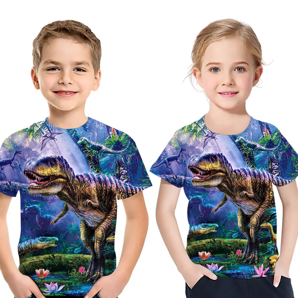 

Детская летняя рубашка с 3D-принтом, забавная модная футболка Харадзюку с круглым вырезом и короткими рукавами, 2021