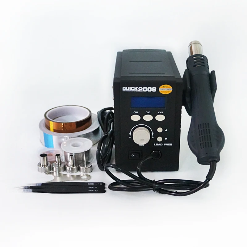 

QUICK 2008 ESD Rework Station For Phone BGA Desoldering Repairing Hot air gun welding bench lead free adjustable display