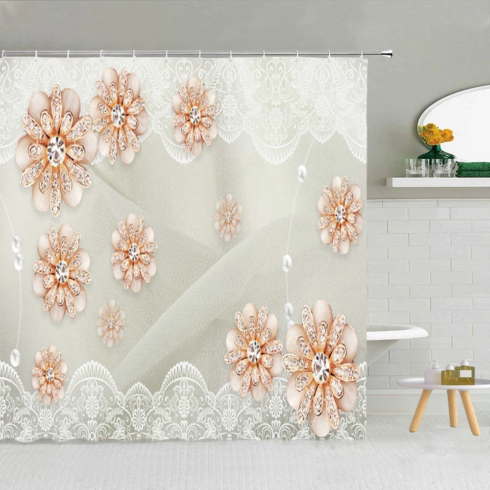 Роскошная занавеска для душа в китайском стиле с бриллиантами и цветами