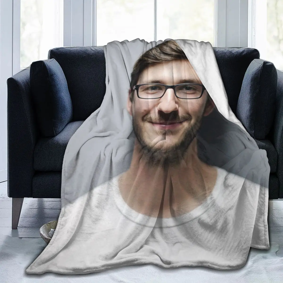 

Glasses men's bedroom decorative warm blanket 3D printing blanket air conditioner throw sheet home textile children's gift