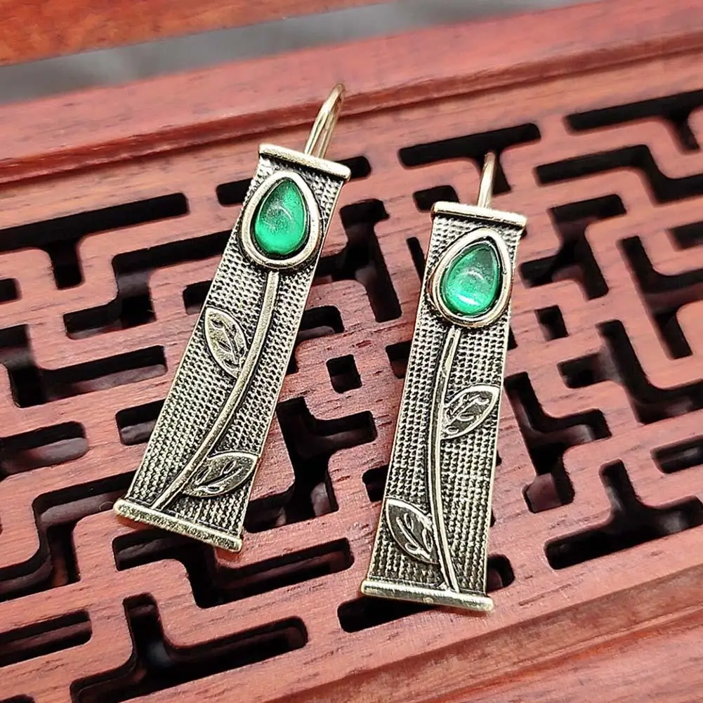 Винтажный женский искусственный изумруд инкрустированный цветок Прямоугольник