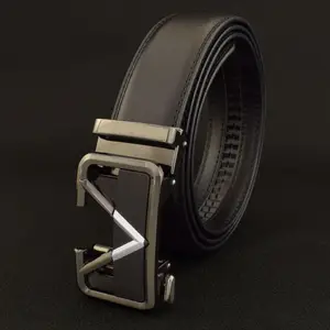 Good Quality K letter Black genuine leather designer belts men