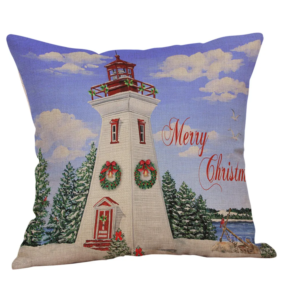 Ouneed Pillowcase Idyllic landscape pattern Cushions Cover Christmas cartoon Pillow case Home decor animeative cojines almofadas | Дом и сад