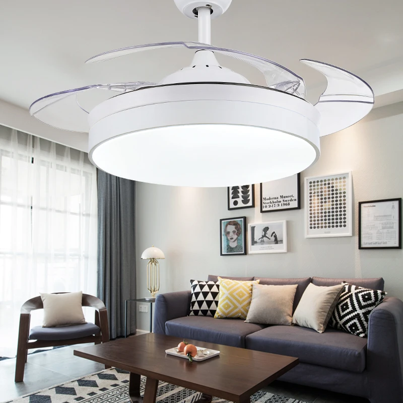 Современные Невидимый акриловый лист Led потолочные вентиляторы белый/черный