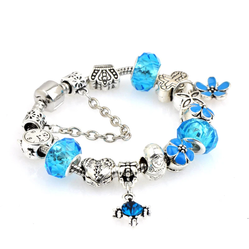 

Panjia Style Fashion DIY Ethnic Bracelet Blue Flower European and American Creative Bracelet
