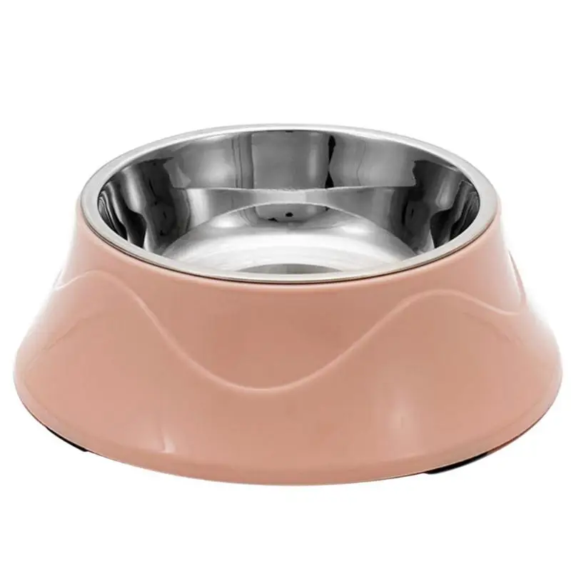 Pink Stainless Steel Non-Slip Double Dog Bowls Food Drinking Water Feeder Pets Supply Dog Pet Feeding Bowl Supplies - Цвет: Pink