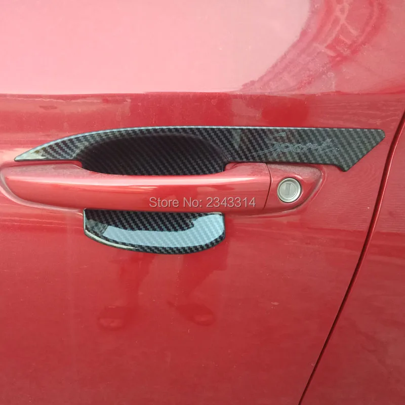 For Hyundai Tucson- Carbon Fiber Style Door Handle Bowl Cover Cup Cavity Trim Insert Catch Molding