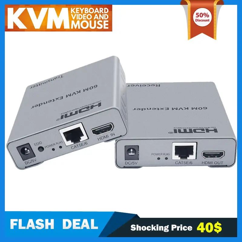 HDMI KVM-удлинитель CAT5E Cat6 RJ45 Ethernet-кабель до 60 м USB HDMI-удлинитель аудио-видео конвертер